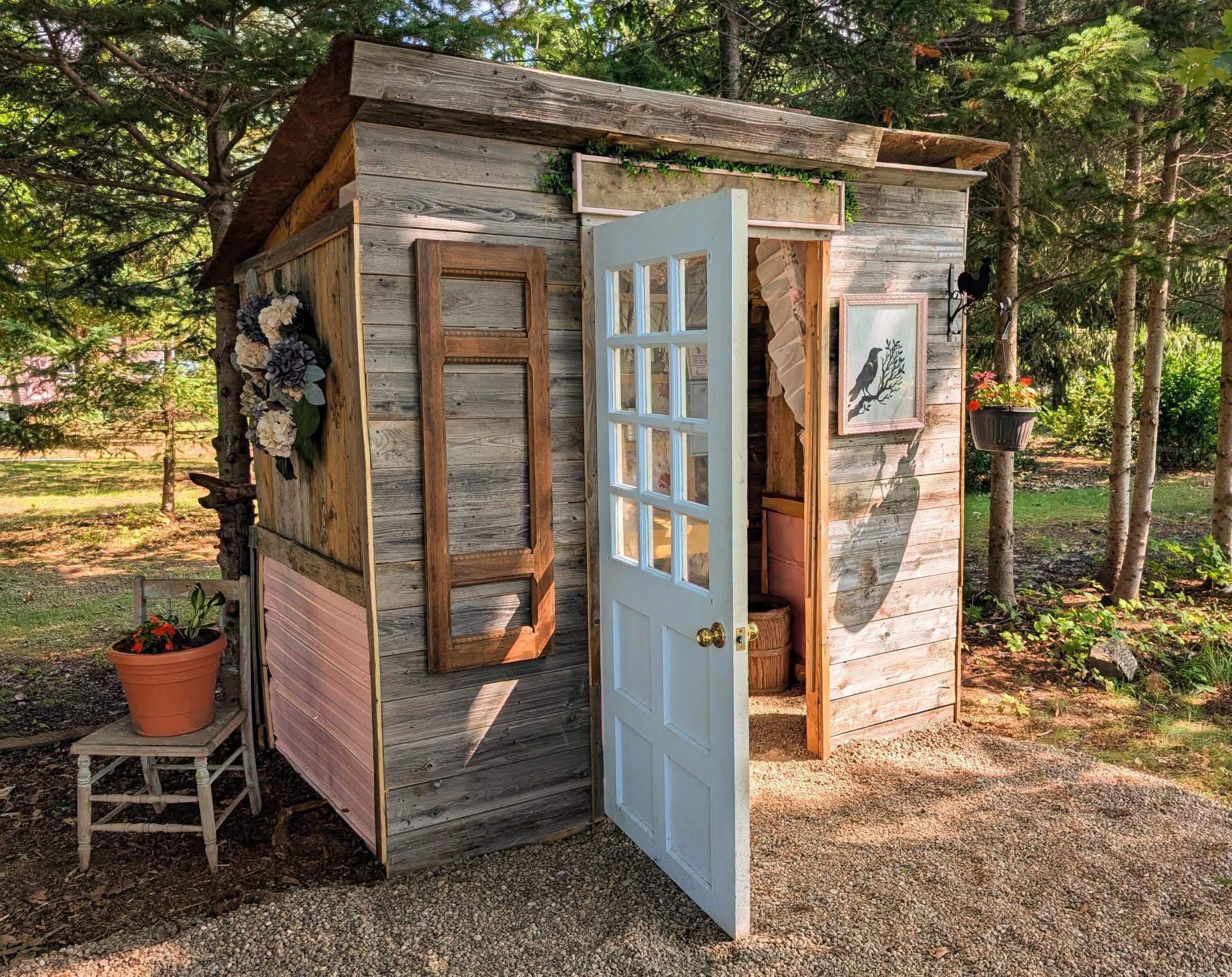 The studio shed with door open